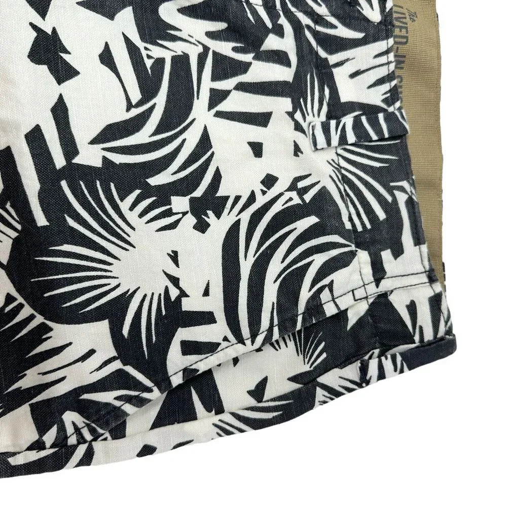 GAP The Lived-In Shorts NWT Linen Blend Gray White Floral Flat‎ Front Men's 36